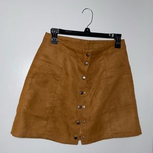 Women’s H&M Cognac Suede Button Down Mini Skirt Size 8